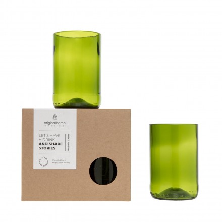 Upcycling-Glas grün 2er-Set in 2 Größen